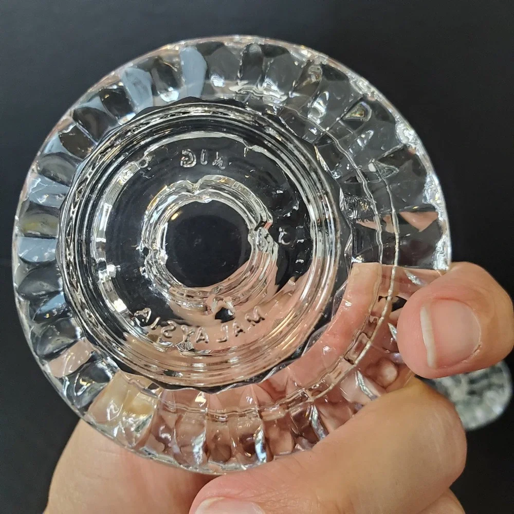 Vintage Set of Clear Cut Glass Candle Holders For Multi-size Candles Malaysia